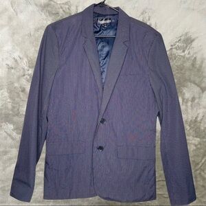 F21 Men’s Blue Pinstripe Blazer Medium Fits 37-40R Heavyweight Suit Jacket